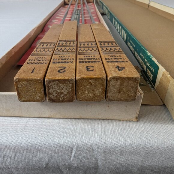 Androck Skewers Set Vintage MCM Shish Kebab Wood Handle 30" BBQ Grill Orig Box - Picture 14 of 16